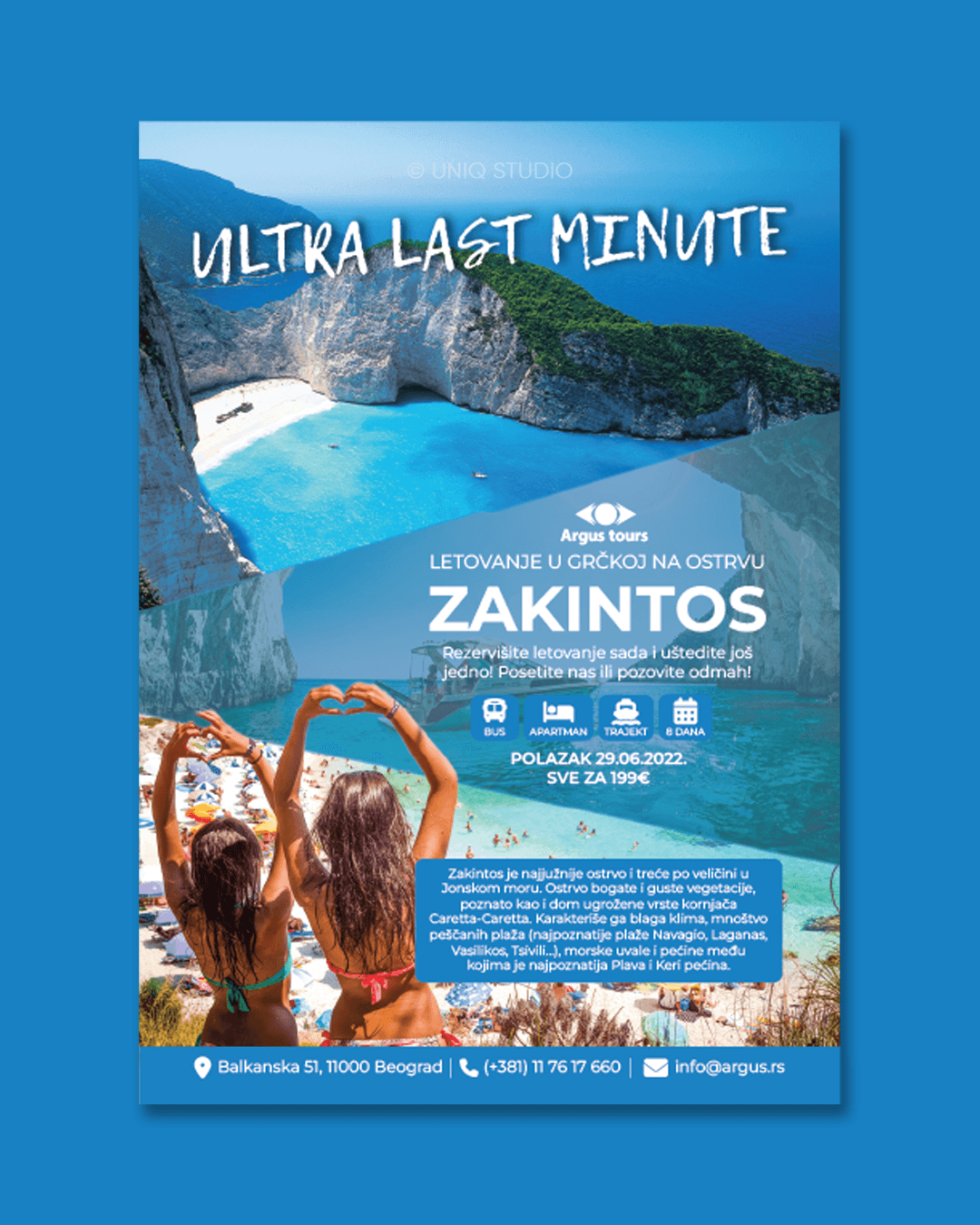 Flyer for a travel agency