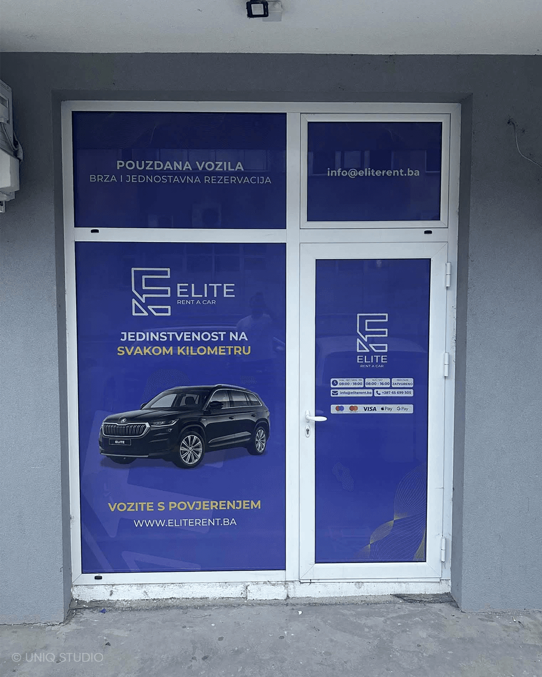 Storefront design for a car rental office